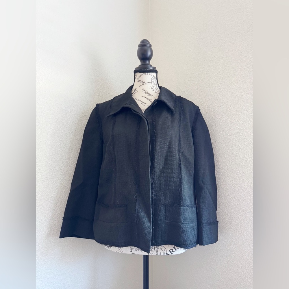 Fendi Textured Black Women's 3/4 Sleeve Blazer